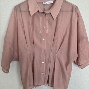 Zara Women's Pink Sheer Top